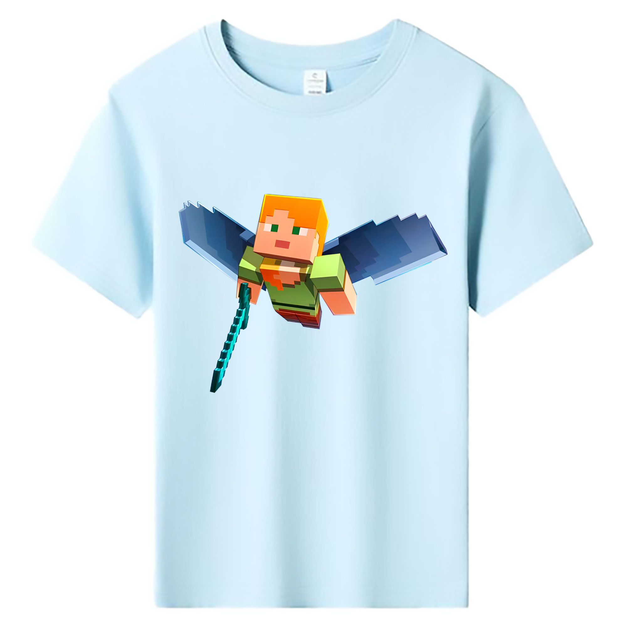 （画像用） マインクラフト ブロックの世界 Minecraft MC Block world 綿100％キッズTシャツ（フロントプリント）